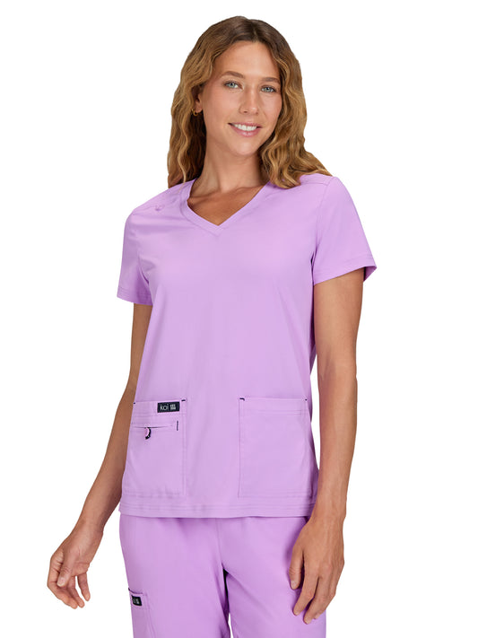 Women's 4-Pocket Stretch V-Neck Becca Top - 373 - Bloom Lavender