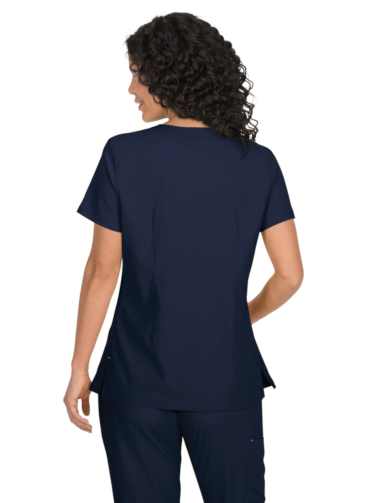 Women's Mock-Wrap Neck Katie Top - 374 - Navy