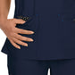 Women's Mock-Wrap Neck Katie Top - 374 - Navy