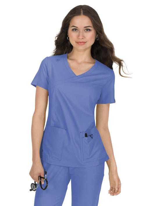 Women's Mock-Wrap Neck Katie Top - 374 - True Ceil