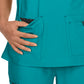 Women's Mock-Wrap Neck Katie Top - 374 - Teal