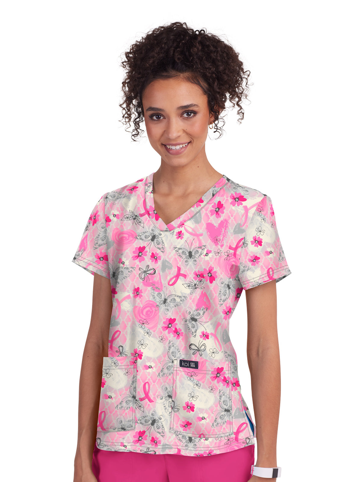Women's Athletic-Inspired, Breathable Mesh Leslie Top - 384PRM - BCRF Pretty Ribbon