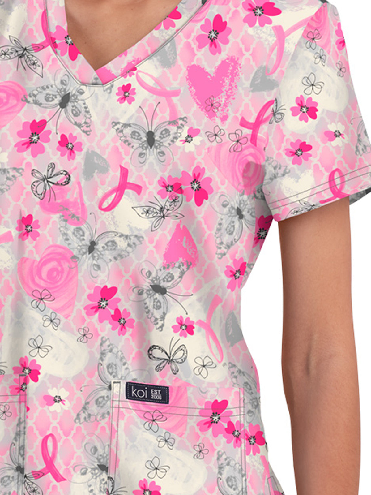 Women's Athletic-Inspired, Breathable Mesh Leslie Top - 384PRM - BCRF Pretty Ribbon