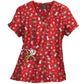Women's 2-Pocket Sporty V-Neck Print Leslie Top - 384TKD - Holiday Flannel