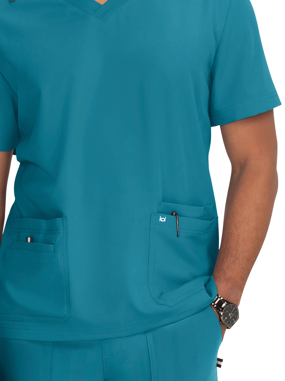 Men's 4-Pocket  V-Neck Free To Be Top - 672 - Teal