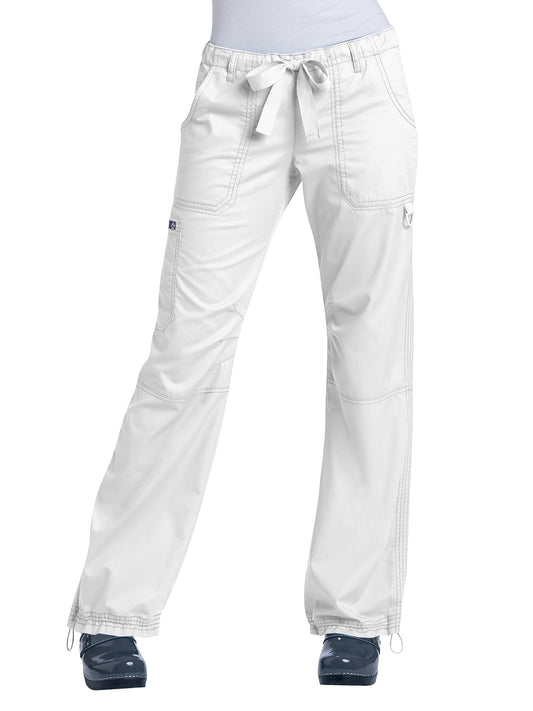 Women's 7-Pocket Adjustable Drawstring Lindsey Cargo Pant - 701 - White