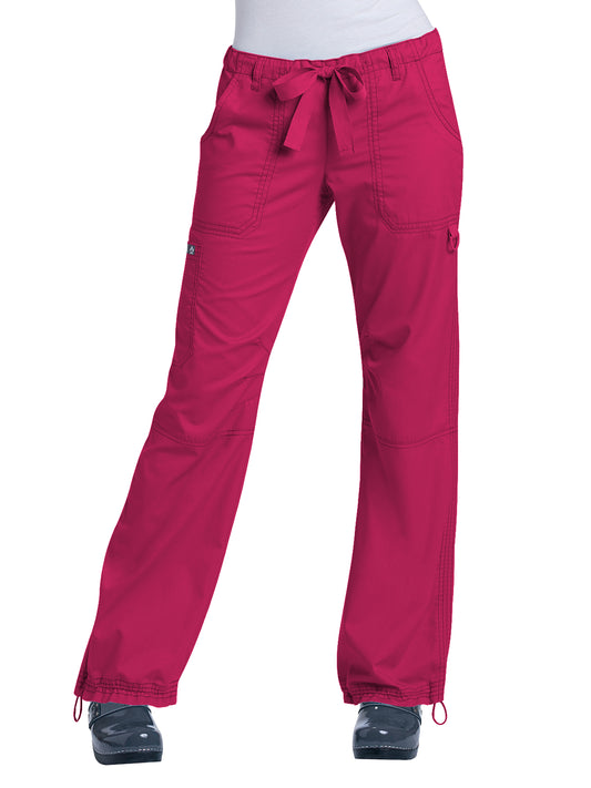 Women's 7-Pocket Adjustable Drawstring Lindsey Cargo Pant - 701 - Ruby