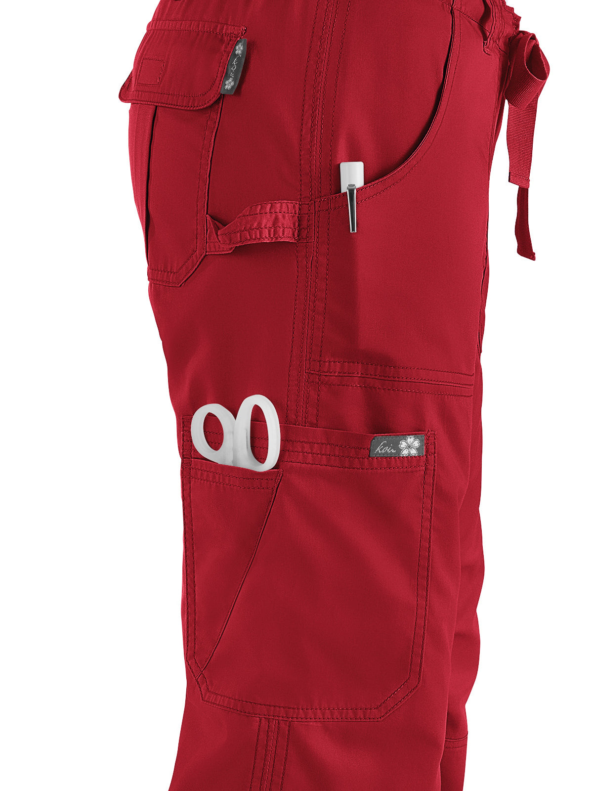 Women's 7-Pocket Adjustable Drawstring Lindsey Cargo Pant - 701 - Ruby