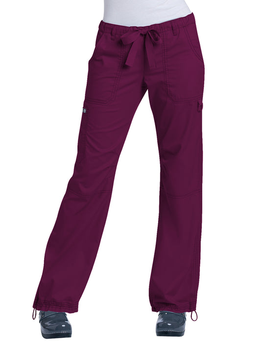 Women's 7-Pocket Adjustable Drawstring Lindsey Cargo Pant - 701 - Wine