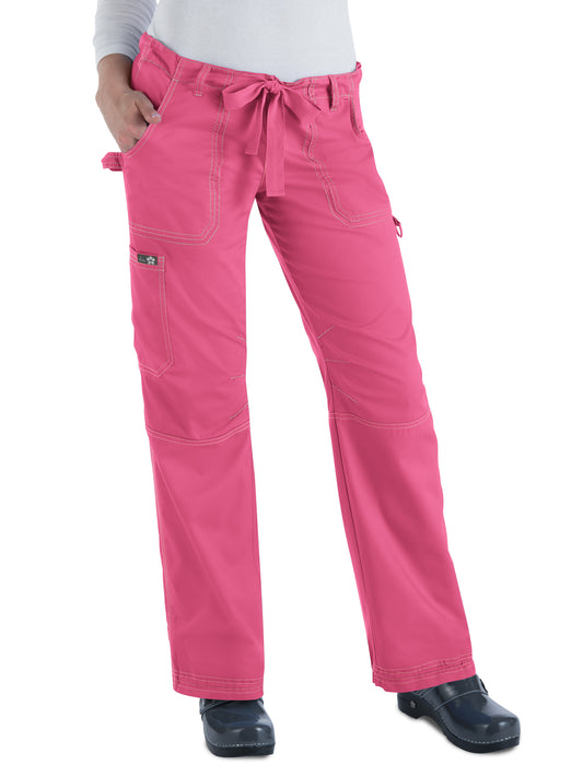 Women's 7-Pocket Adjustable Drawstring Lindsey Cargo Pant - 701 - Geranium
