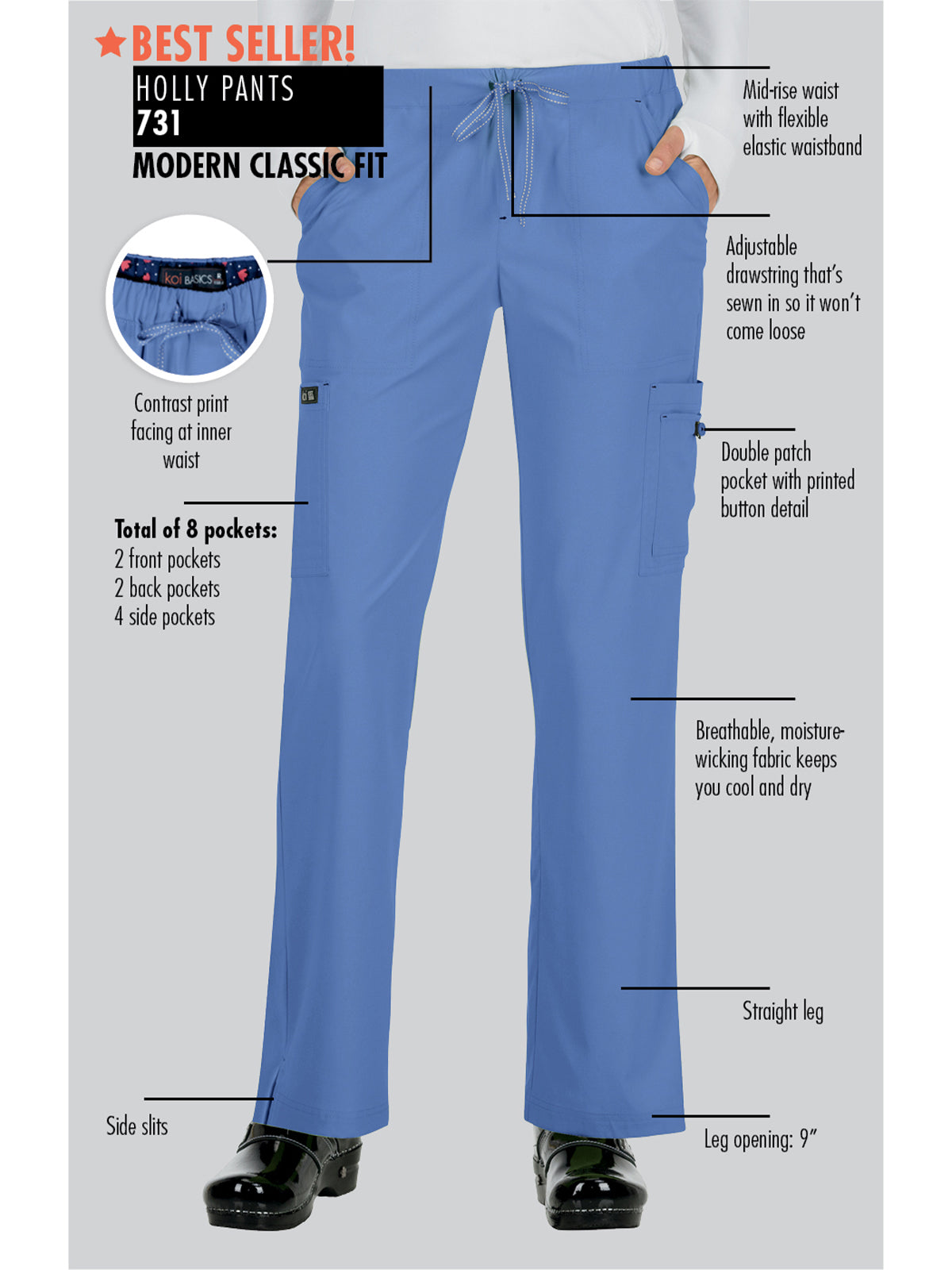Women's 8-Pocket Stretch Cargo Holly Pant - 731 - Heather Candy Red