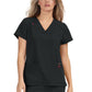 Women's 3-Pocket Snap-Button Placket V-Neck Freesia Top - B101 - Black