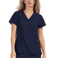 Women's 3-Pocket Snap-Button Placket V-Neck Freesia Top - B101 - Navy