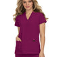 Women's 3-Pocket Snap-Button Placket V-Neck Freesia Top - B101 - Raspberry
