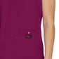 Women's 3-Pocket Snap-Button Placket V-Neck Freesia Top - B101 - Raspberry