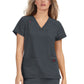 Women's 3-Pocket Snap-Button Placket V-Neck Freesia Top - B101 - Charcoal