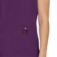 Women's 3-Pocket Snap-Button Placket V-Neck Freesia Top - B101 - Eggplant