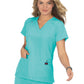 Women's 3-Pocket Snap-Button Placket V-Neck Freesia Top - B101 - Fresh Mint