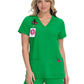 Women's 3-Pocket Snap-Button Placket V-Neck Freesia Top - B101 - Lucky Green