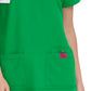 Women's 3-Pocket Snap-Button Placket V-Neck Freesia Top - B101 - Lucky Green