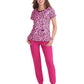 Women's 2-Pocket Keyhole Neckline Print Sunflower Top - B129PR - Lovely Leopard