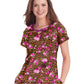 Women's 2-Pocket Keyhole Neckline Print Sunflower Top - B129PR - Wildlife Bouquet