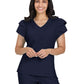 Women's 2-Pocket Ruffle Sleeve and Ruffle Collar Clary Top - B131 - Navy