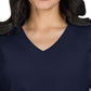 Women's 2-Pocket Ruffle Sleeve and Ruffle Collar Clary Top - B131 - Navy