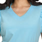 Women's 2-Pocket Ruffle Sleeve and Ruffle Collar Clary Top - B131 - Sky