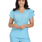 Women's 2-Pocket Ruffle Sleeve and Ruffle Collar Clary Top - B131 - Sky