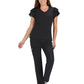 Women's 2-Pocket Ruffle Sleeve and Ruffle Collar Clary Top - B131 - Black