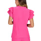 Women's 2-Pocket Ruffle Sleeve and Ruffle Collar Clary Top - B131 - Flamingo