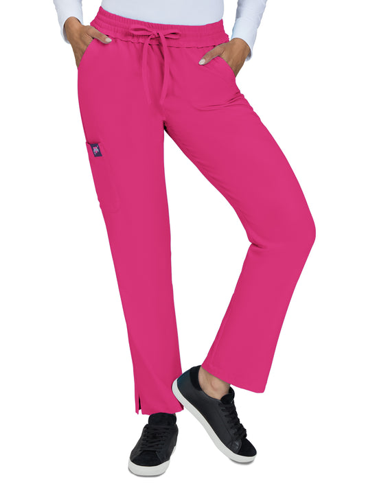 Women's 6-Pocket Ruffle Waist Bergamot Pant - B706 - Flamingo