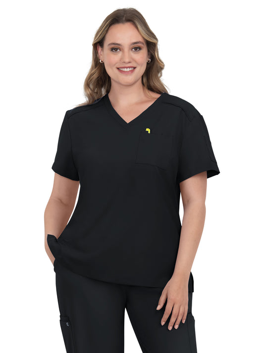 Women's 2-Pocket V-Neck Tuck-In Aura Top - C100 - Black