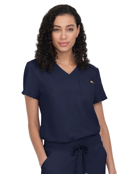 Women's 2-Pocket V-Neck Tuck-In Aura Top - C100 - Navy