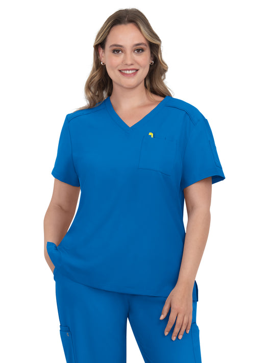 Women's 2-Pocket V-Neck Tuck-In Aura Top - C100 - Royal Blue