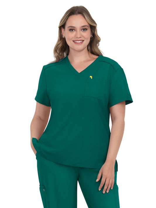Women's 2-Pocket V-Neck Tuck-In Aura Top - C100 - Hunter