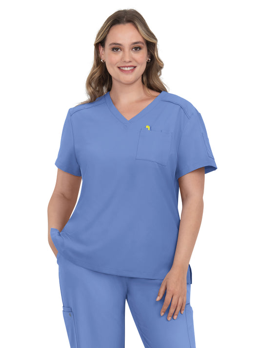 Women's 2-Pocket V-Neck Tuck-In Aura Top - C100 - True Ceil