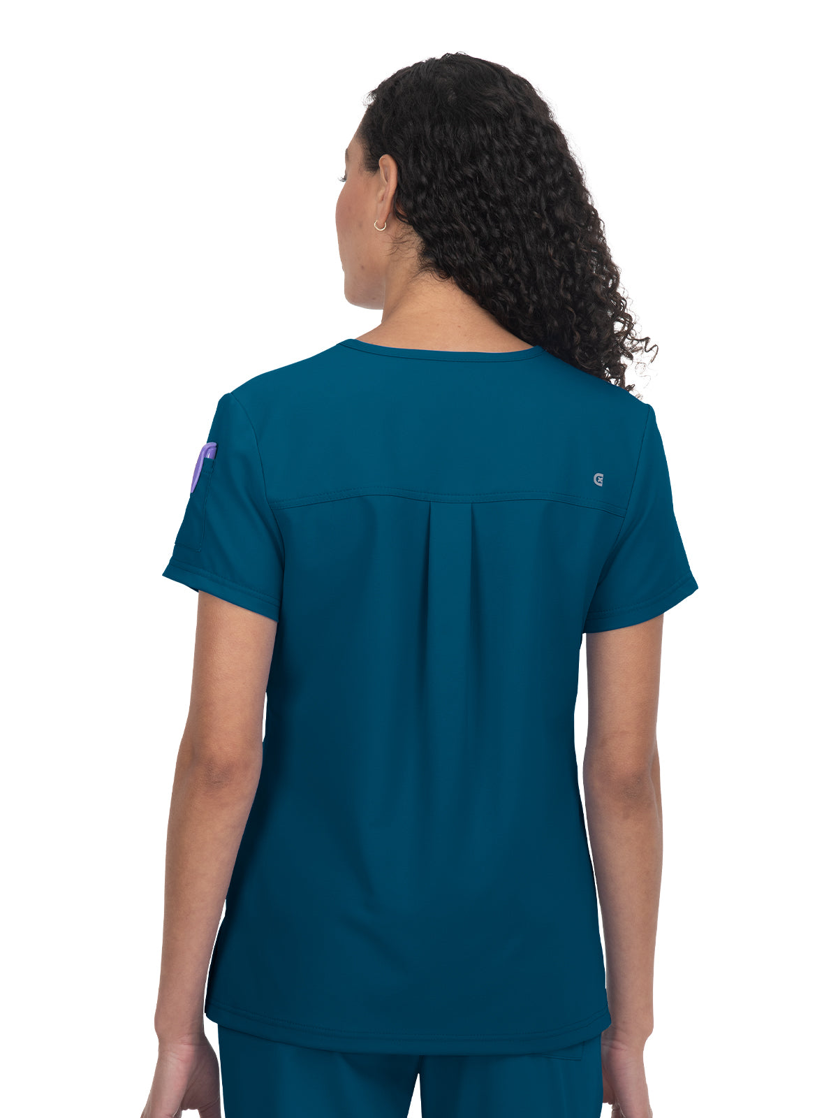 Women's 3-Pocket V-Neck Cardi Top - C101 - Caribbean Blue
