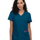Women's 3-Pocket V-Neck Cardi Top - C101 - Caribbean Blue