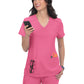 Women's 3-Pocket V-Neck Cardi Top - C101 - Carnation