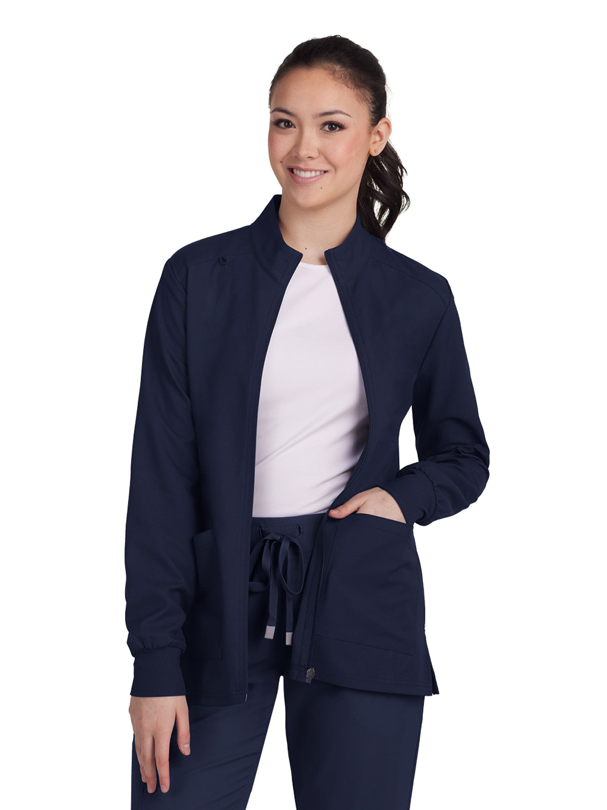 Women's 2-Pocket Zipper-Front Geneses Jacket - C400 - Navy