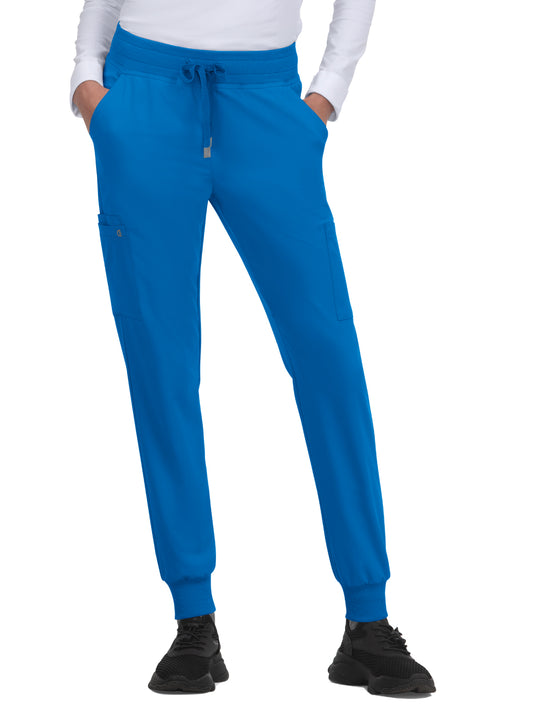 Women's 6-Pocket Ribbed Cuff Jogger Style Pulse Pant - C700 - Royal Blue