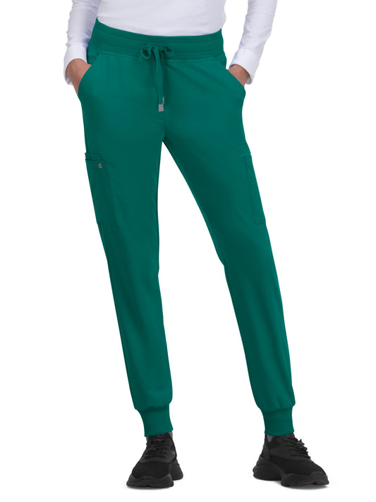 Women's 6-Pocket Ribbed Cuff Jogger Style Pulse Pant - C700 - Hunter