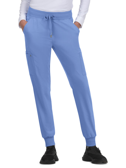 Women's 6-Pocket Ribbed Cuff Jogger Style Pulse Pant - C700 - True Ceil