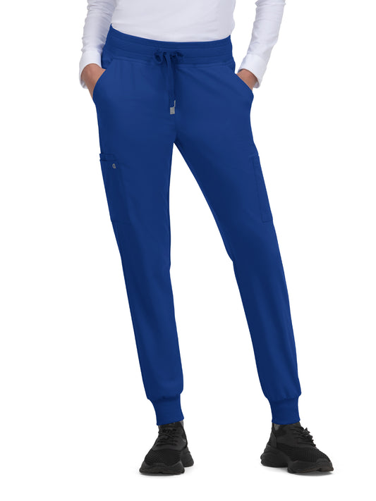 Women's 6-Pocket Ribbed Cuff Jogger Style Pulse Pant - C700 - Galaxy