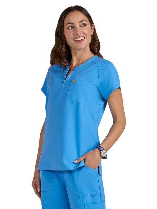 Women's Zipper Neck Ecstatic Top - S100 - Power Blue