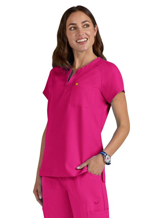 Women's Zipper Neck Ecstatic Top - S100 - Elevated Pink