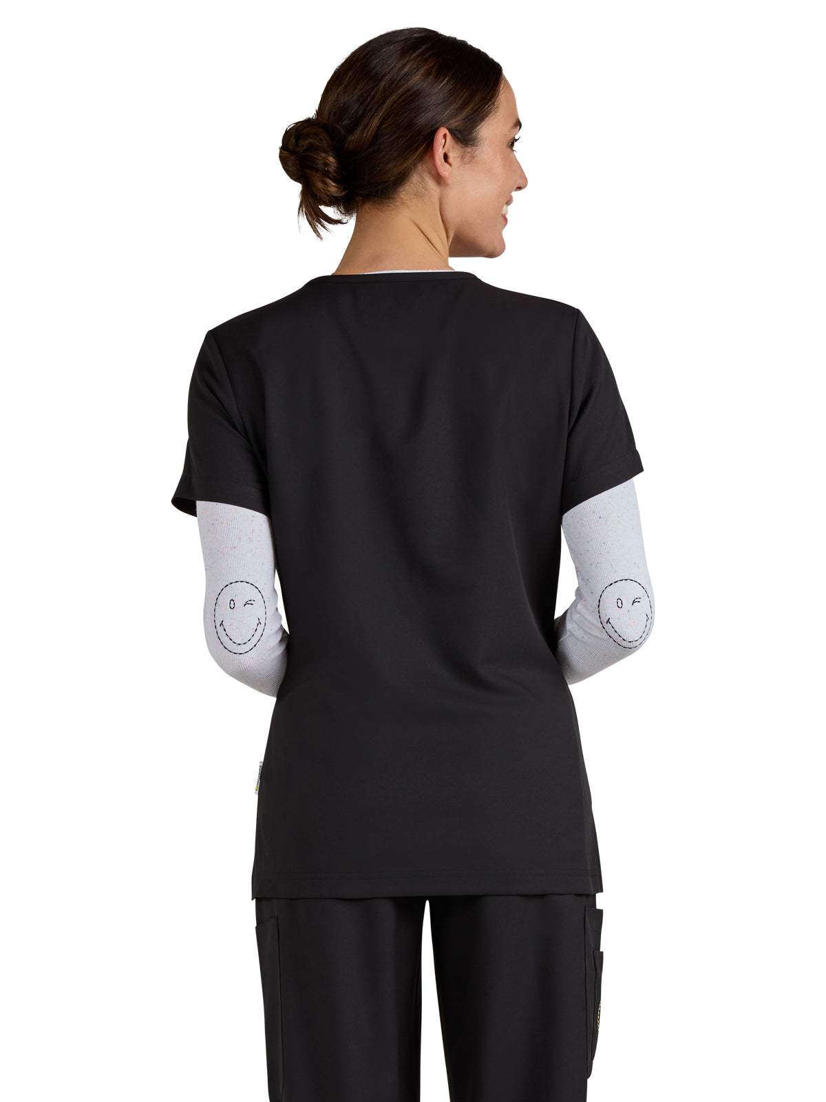 Women's 3-Pocket V-Neck Blissful Top - S101 - Black