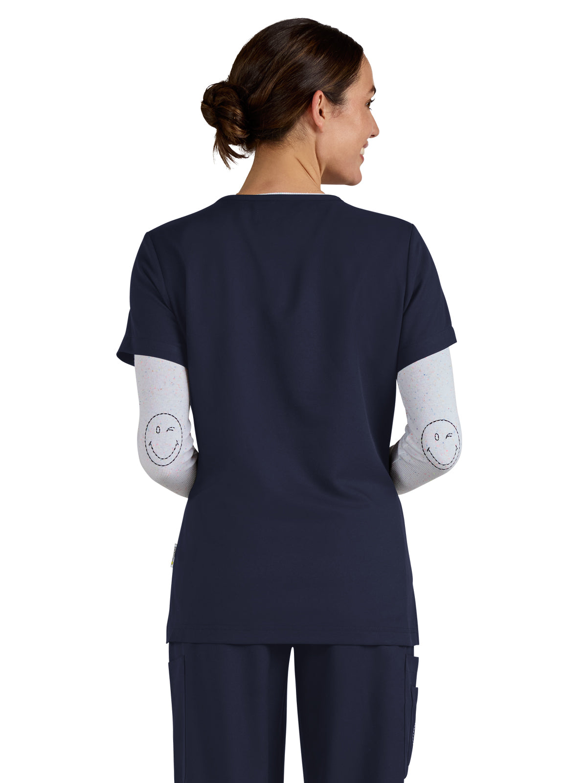 Women's 3-Pocket V-Neck Blissful Top - S101 - Navy